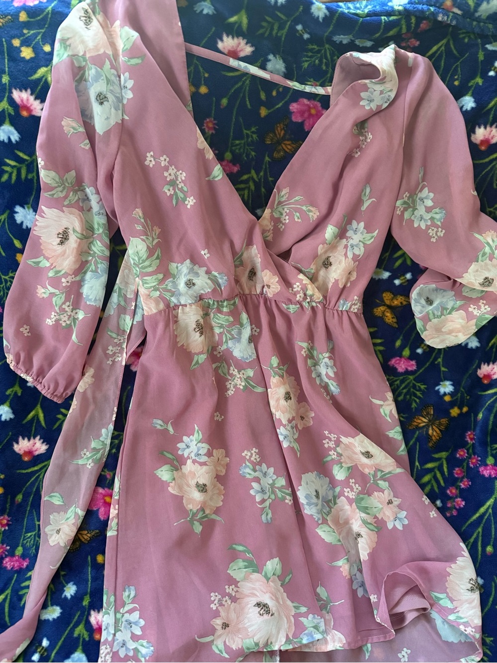 As U Wish Mauve Floral Mini Dress